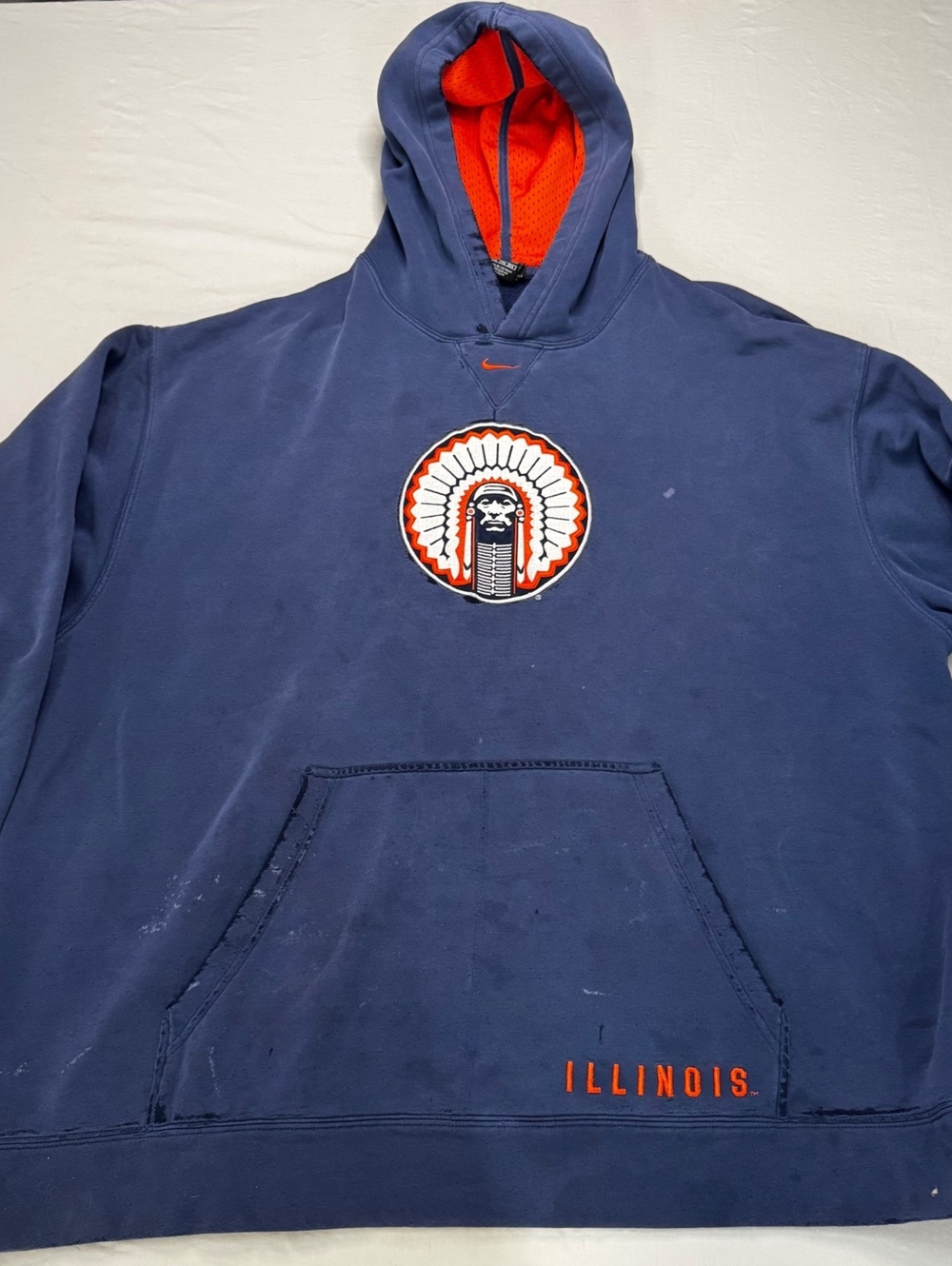 Vintage Y2K Nike Team Illinois Fighting Illini Hoodie Mens 2XL Navy